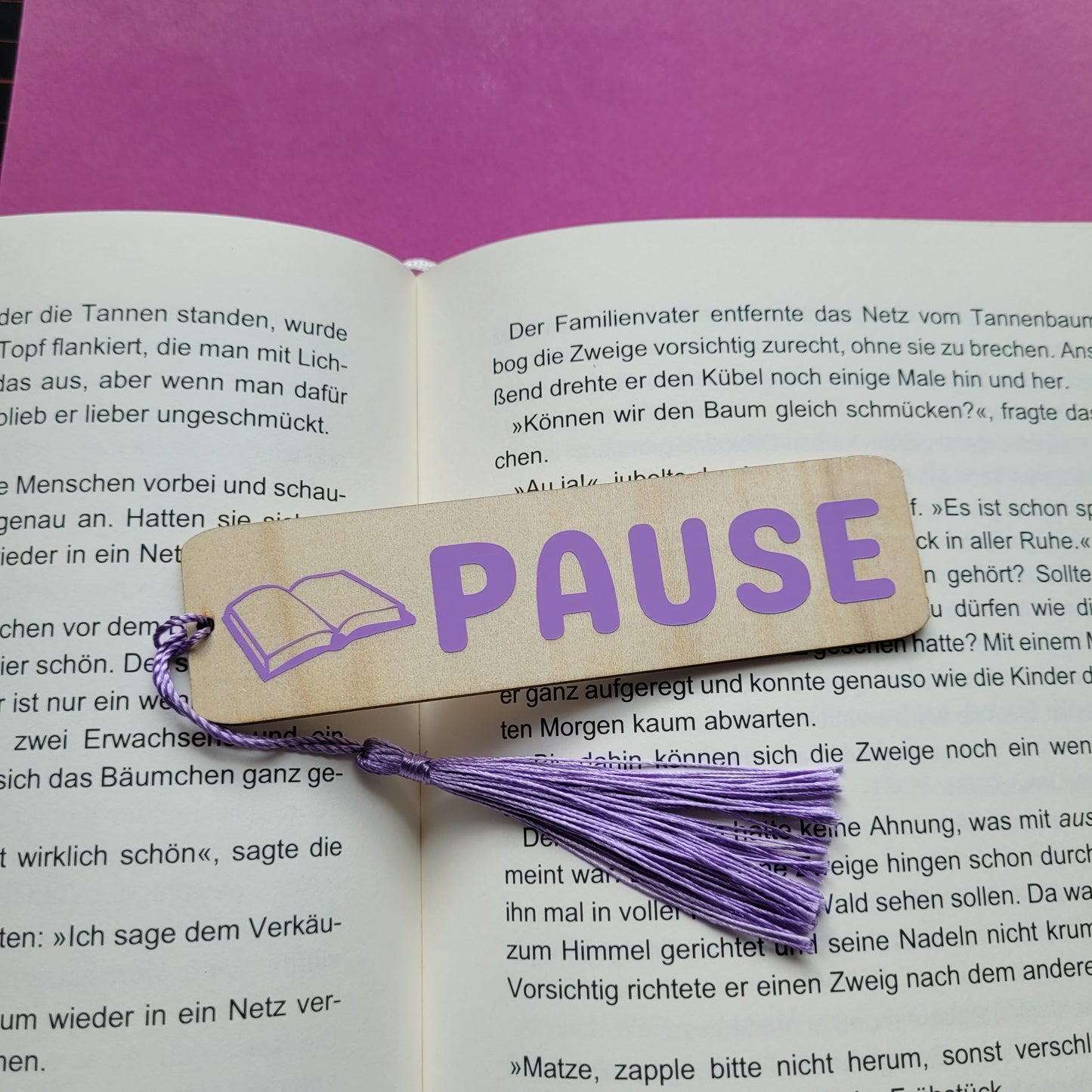 Holz-Lesezeichen "Lesepause"