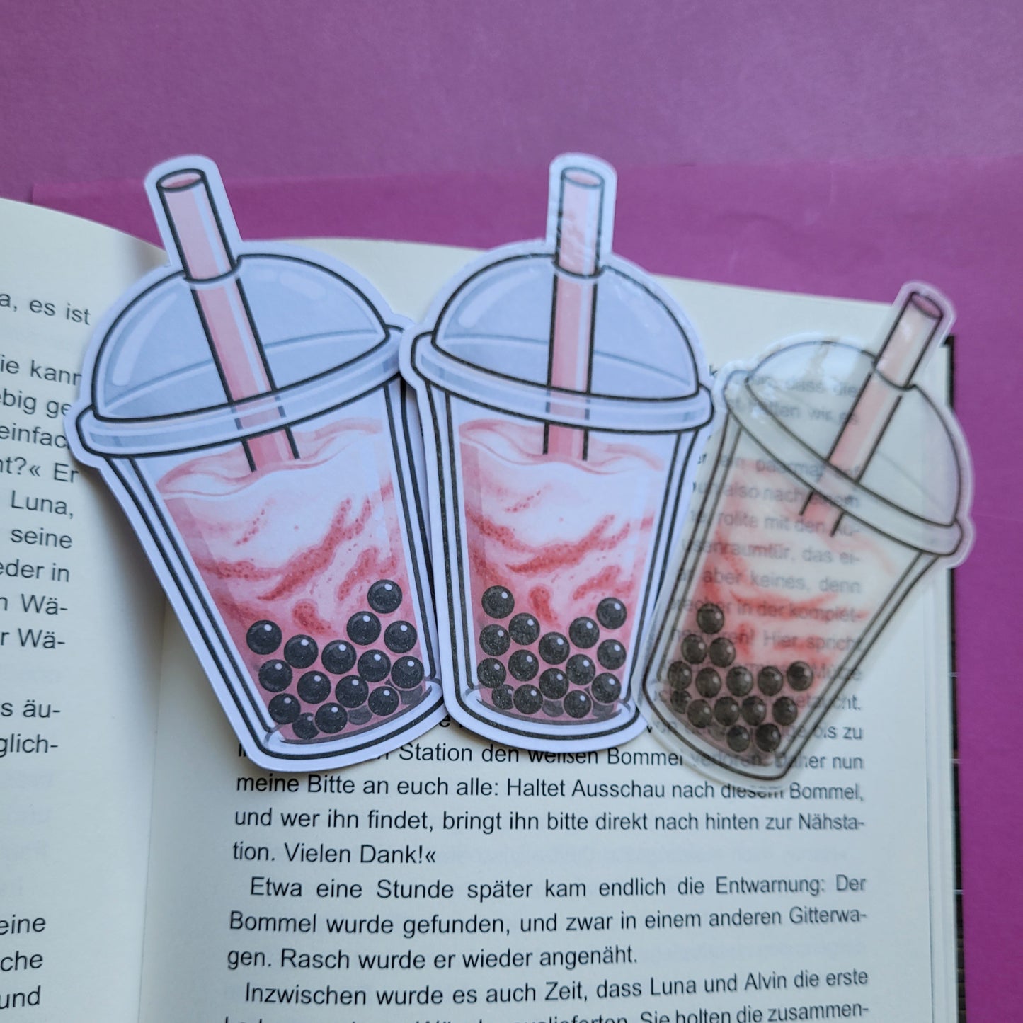 Form-Lesezeichen Bubble Tea Creamy Strawberry