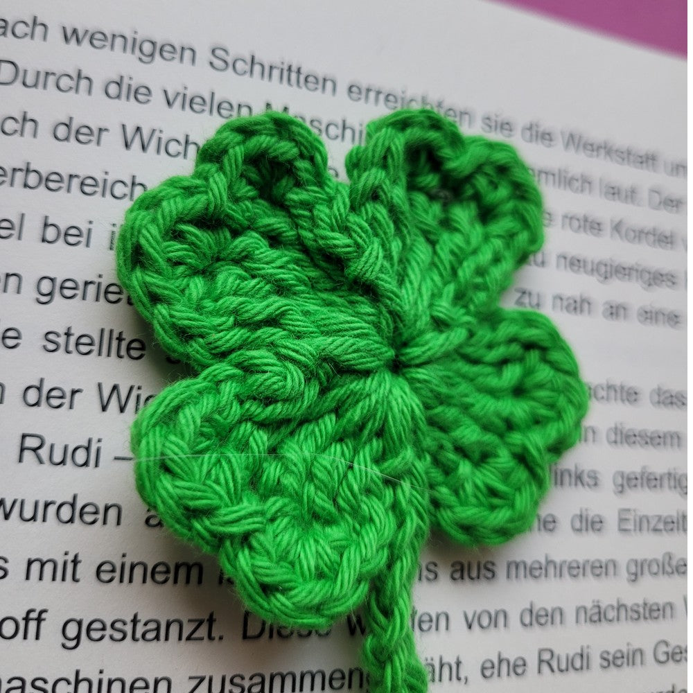 Häkel-Lesezeichen „Kleeblatt“ 🍀