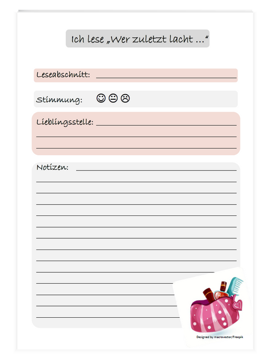 Notizblock A5 Leseabschnitte "Wer zuletzt lacht ..."