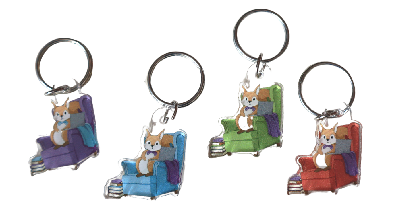 Acryl-Schlüsselanhänger "Lesehörnchen"