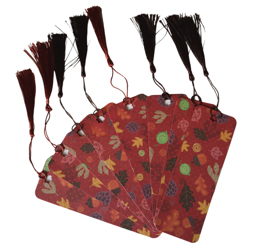 Unikat-Lesezeichen "Herbstlaub mit Glitzer"