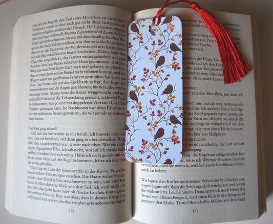 Unikat-Lesezeichen "Vögel im Herbst"