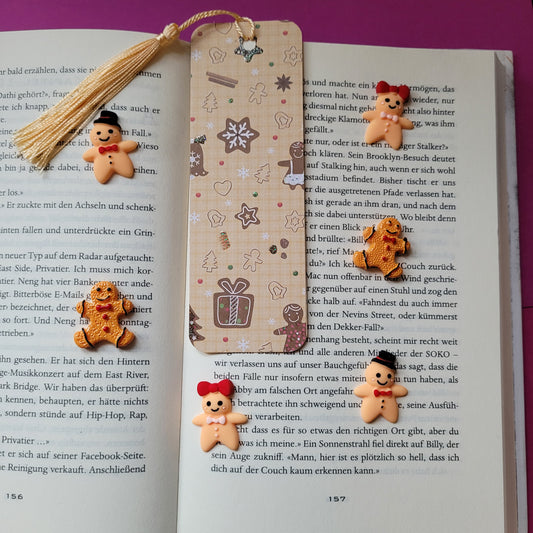 Unikat-Lesezeichen "Lebkuchen mit Glitzer"