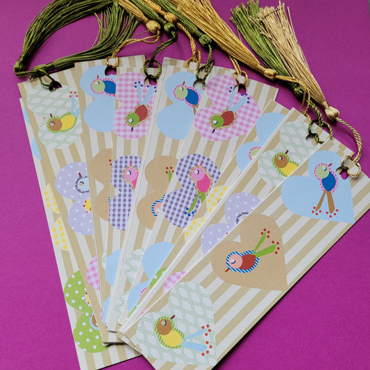 Unikat-Lesezeichen "Vögel mit Herz"