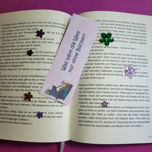 Standard-Lesezeichen "Was wäre die Welt nur ohne Bücher?"