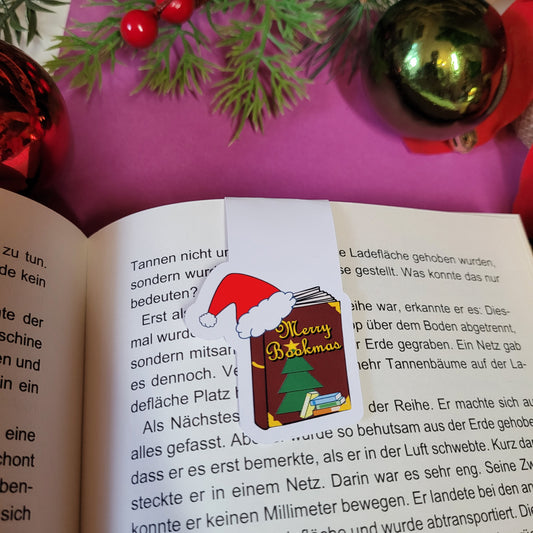Magnet-Lesezeichen "Weihnachtsbuch Merry Bookmas"