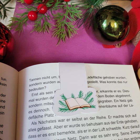 Magnet-Lesezeichen "Buch mit Tannengrün"