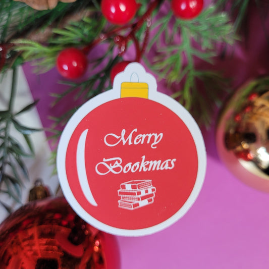 Sticker „Weihnachtskugel Merry Bookmas"
