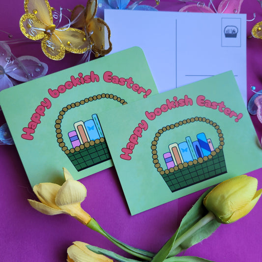 Postkarte A6 "Happy bookish Easter"