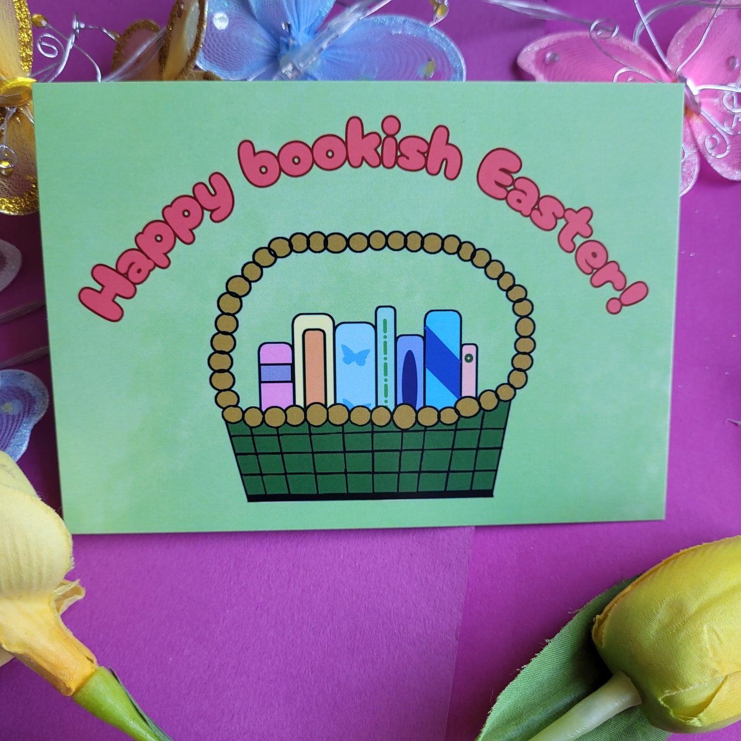 Postkarte A6 "Happy bookish Easter"