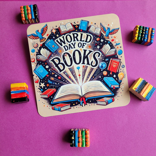 Postkarte "Welttag des Buches", quadratisch