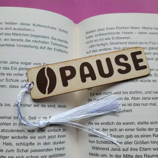 Holz-Lesezeichen "Kaffeepause"