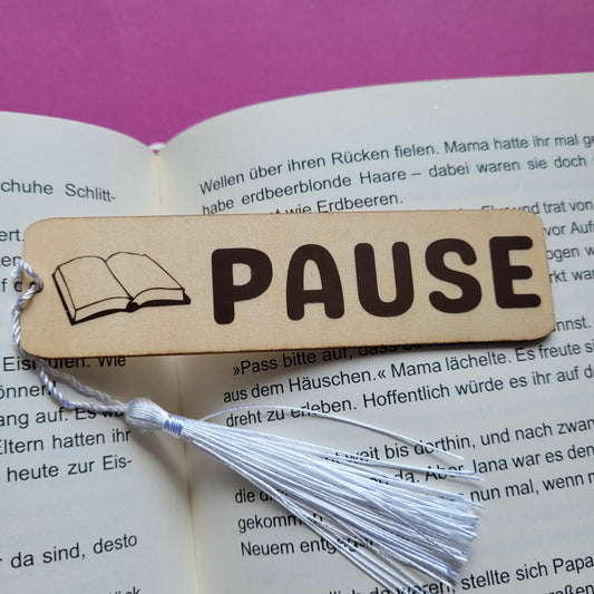 Holz-Lesezeichen "Lesepause"