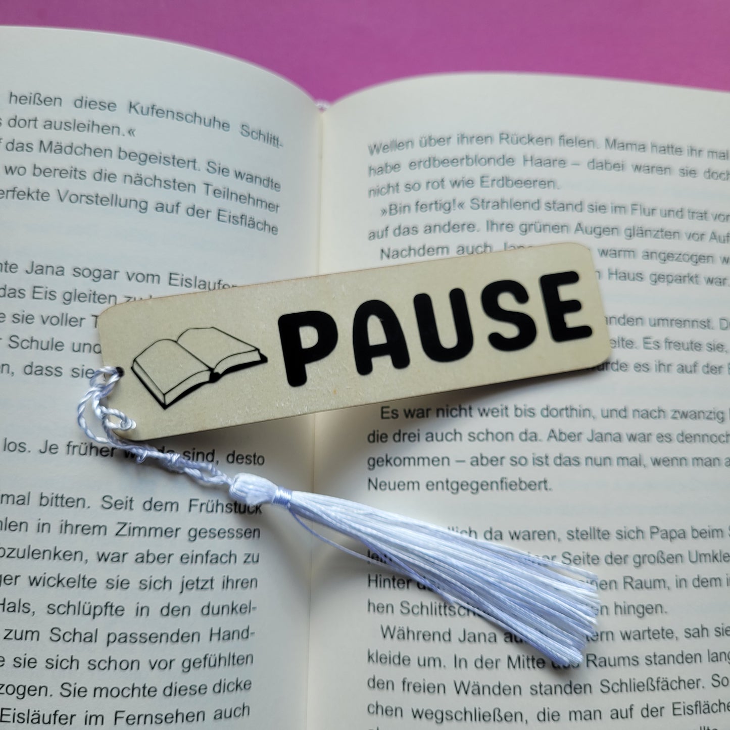 Holz-Lesezeichen "Lesepause"