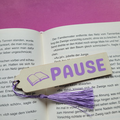 Holz-Lesezeichen „Lesepause deluxe“