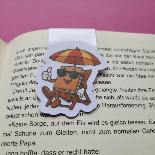Magnet-Lesezeichen "Buch im Liegestuhl"