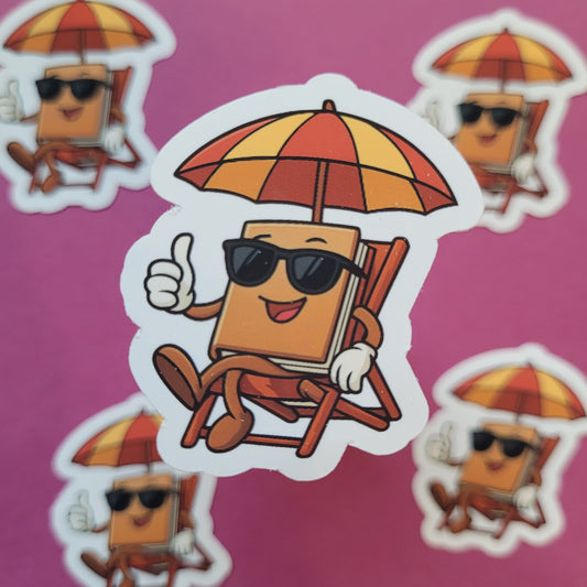 Sticker „Buch im Liegestuhl"