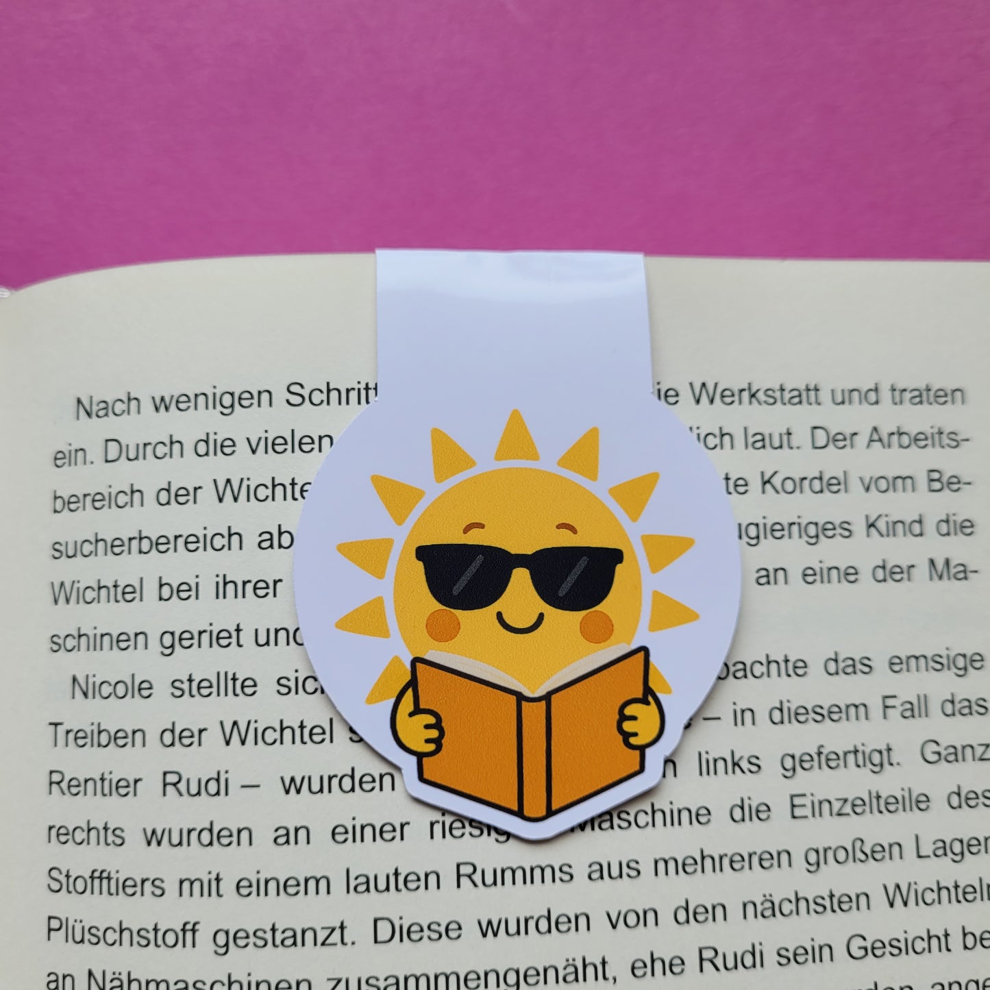 Magnet-Lesezeichen "lesende Sonne"