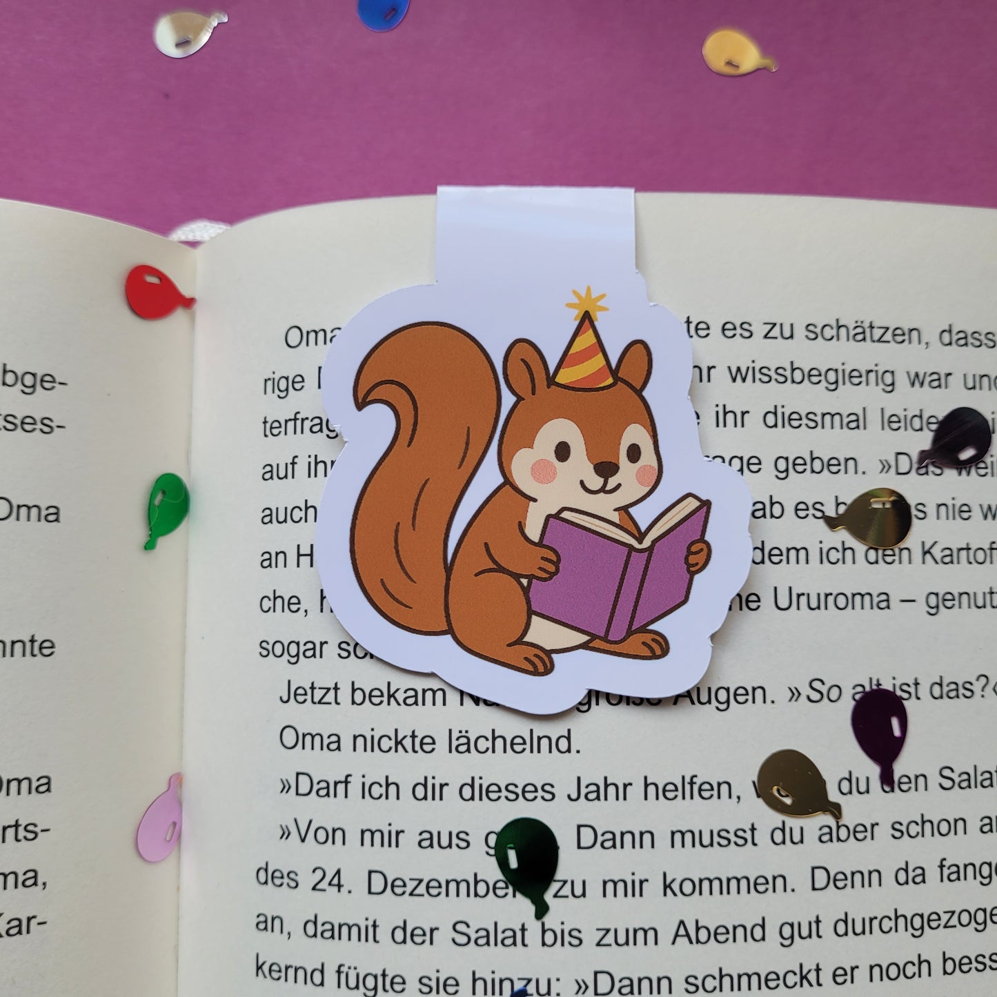 Magnet-Lesezeichen "Geburtstagshörnchen"