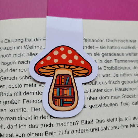 Magnet-Lesezeichen „Fliegenpilz-Bücherregal“