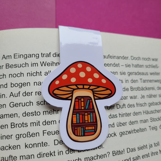Magnet-Lesezeichen „Fliegenpilz-Bücherregal“