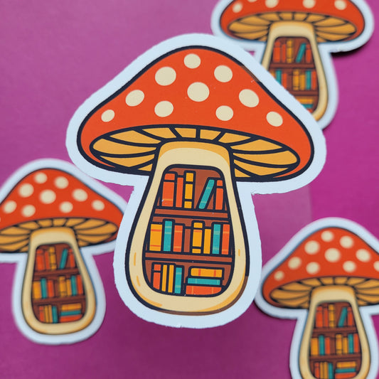 Sticker „Fliegenpilz-Bücherregal"