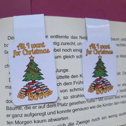 Magnet-Lesezeichen „All I want for Christmas is Books“