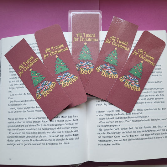Standard-Lesezeichen „All I want for Christmas is Books“