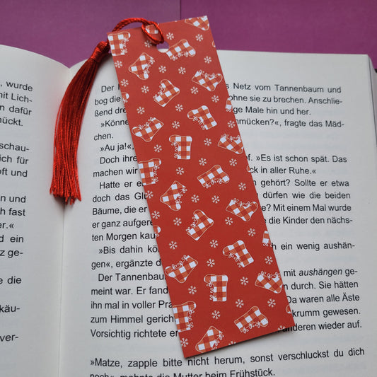 Unikat-Lesezeichen „rote Stiefel“