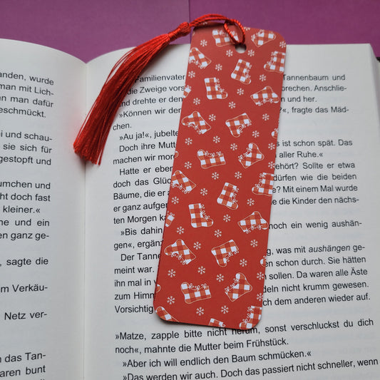 Unikat-Lesezeichen „rote Stiefel“