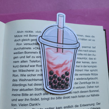 Form-Lesezeichen Bubble Tea Creamy Strawberry glänzend