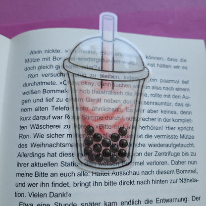 Form-Lesezeichen Bubble Tea Creamy Strawberry transparent