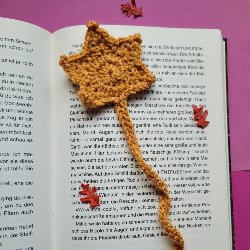 Häkel-Lesezeichen „Ahornblatt“ 🍁