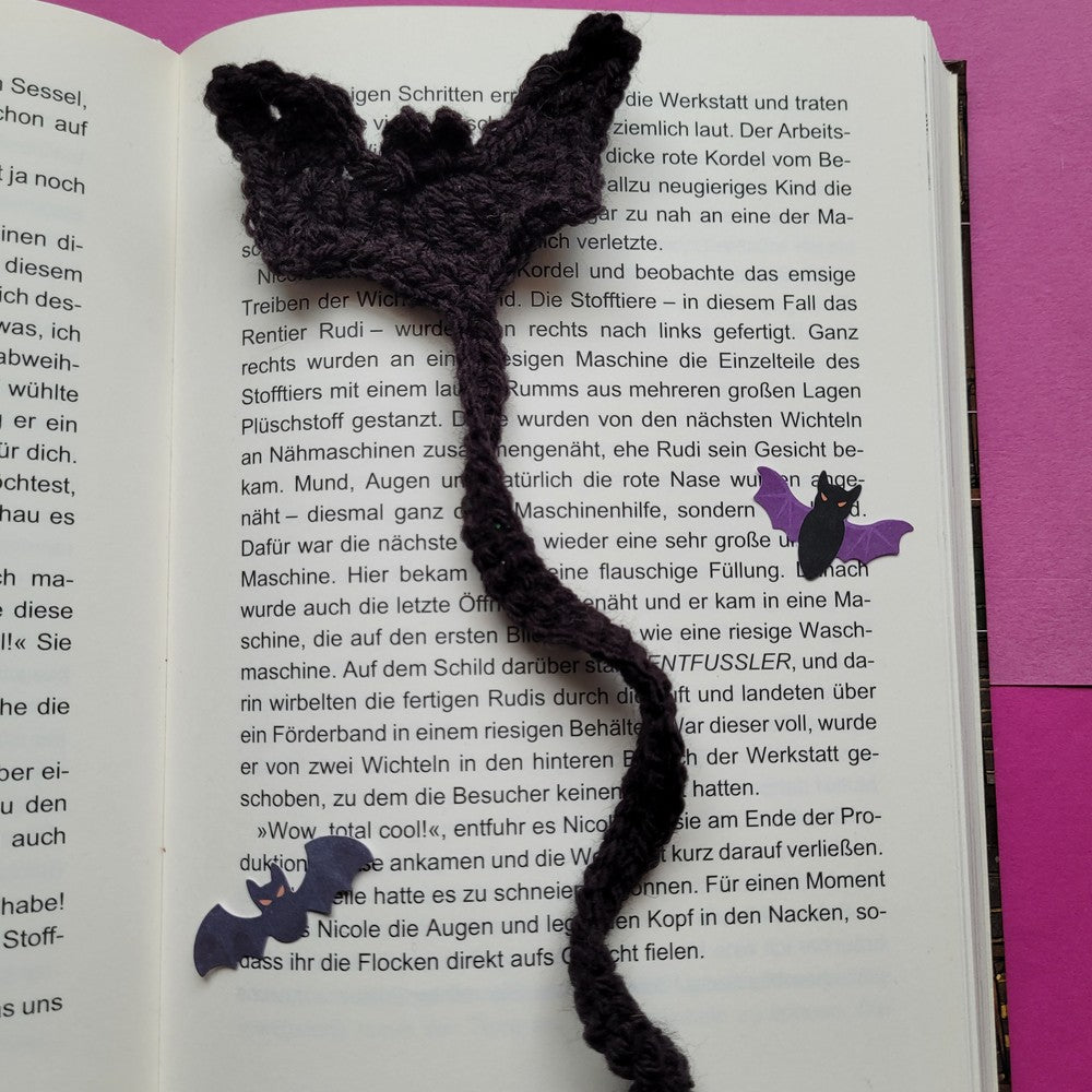 Häkel-Lesezeichen „Fledermaus“ 🦇